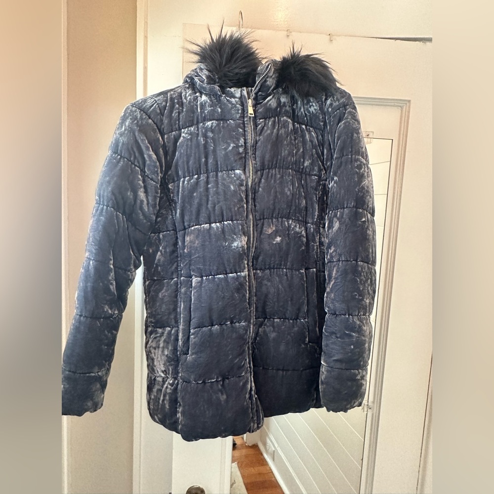 Loft fur-lined hooded coat